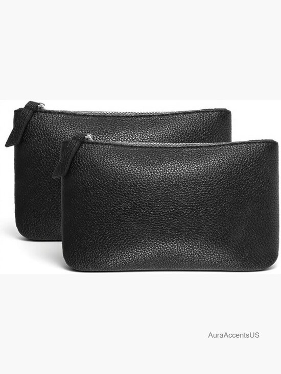 Handbags - Faux Leather Cosmetic Bag Set, 2 Pack Travel Makeup Pouch Organizer Case